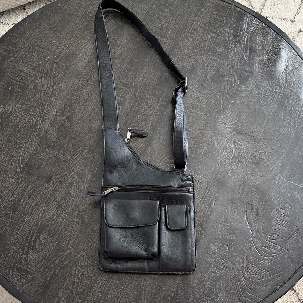 Latico Black Leather Crossbody Bag